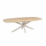 Deens ovale eettafel met massief eiken blad in naturel en zandkleurig stalen onderstel, 240 cm, foto 3