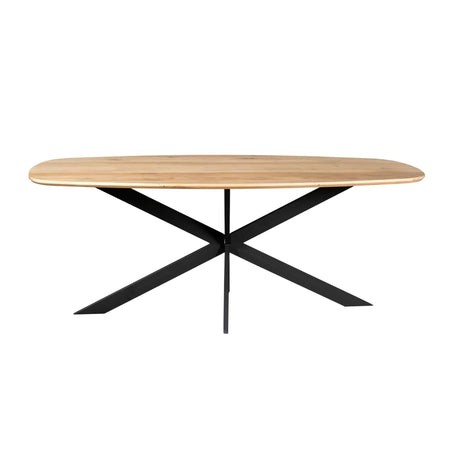 Deense ovale eettafel van naturel eikenhout, 180 cm, met stalen X-poot, foto 3