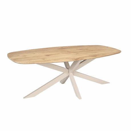 Deense ovale eettafel van naturel eikenhout, 200 cm, met zandkleurige poot, foto 3