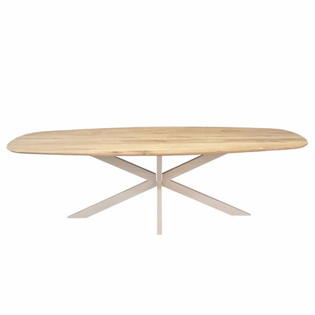 Deense ovale eettafel van naturel eikenhout, 280 cm, met zandkleurige poot, foto 2