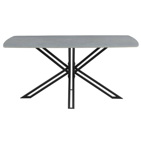 Deense ovale eettafel met lichtgrijs sintered stone blad, 180 cm
