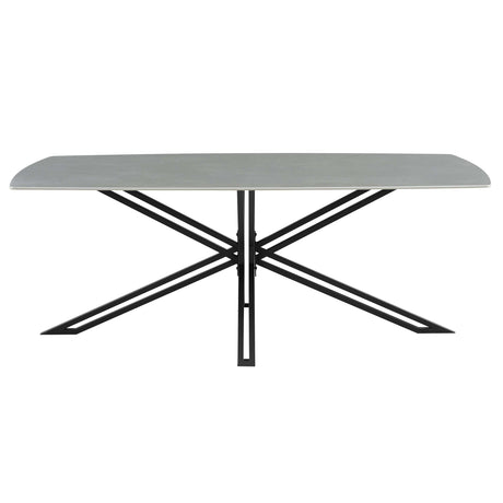 Deense ovale eettafel met lichtgrijs sintered stone blad, 200 cm