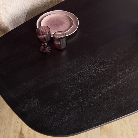 Deense ovale eettafel van zwart eikenhout, 280 cm, met stalen X-poot, foto 3