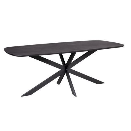 Deense ovale eettafel van zwart mangohout, 200 cm
