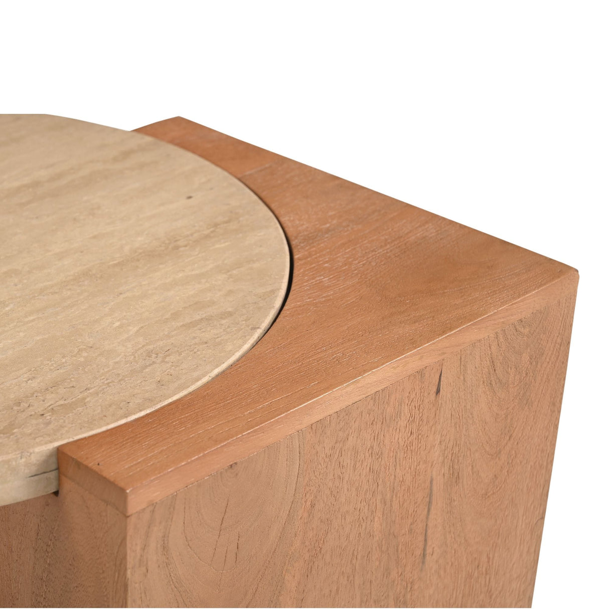 Design Bijzettafel - Naturel Mangohout & Travertin - 60 cm End Tables Starfurn