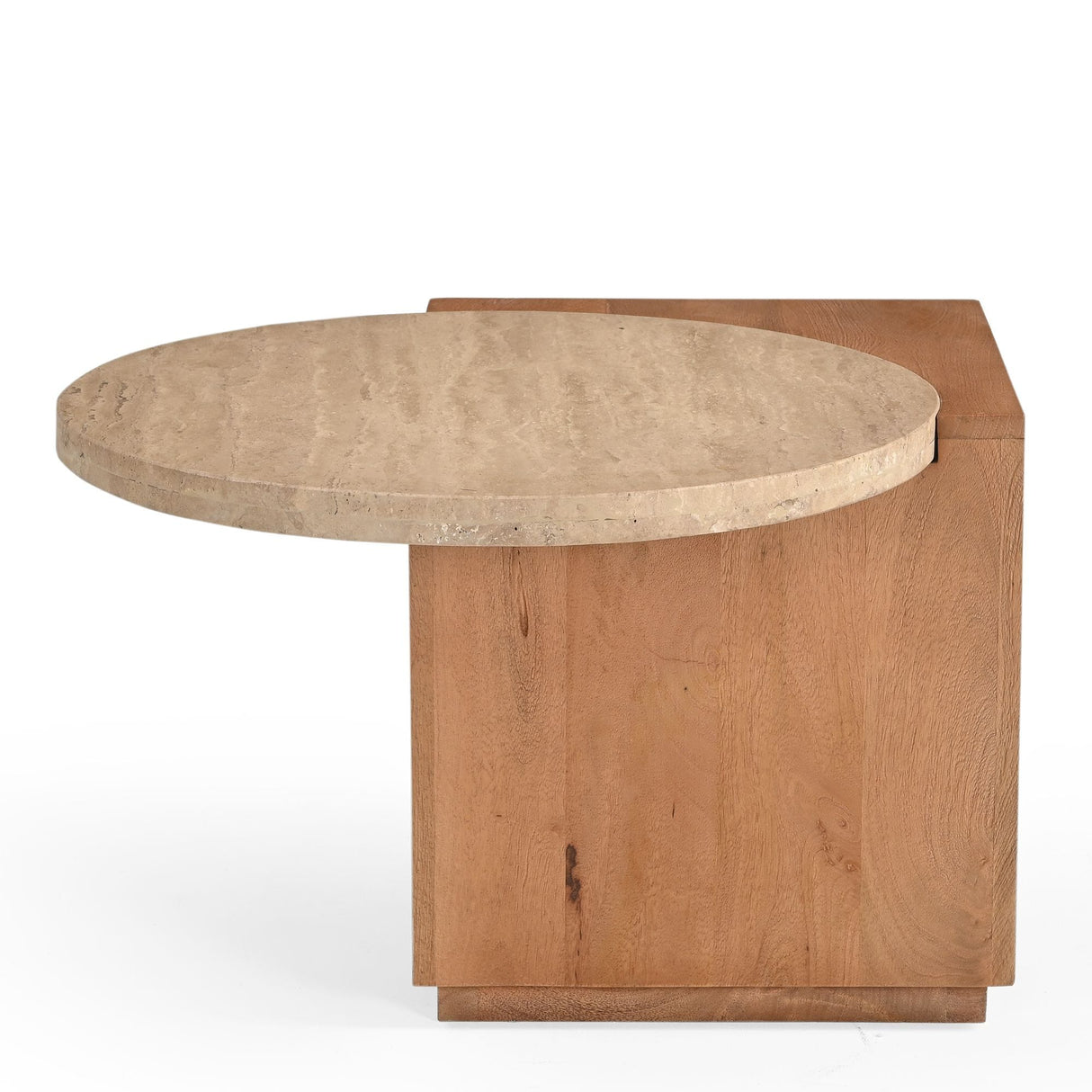 Design Bijzettafel - Naturel Mangohout & Travertin - 60 cm End Tables Starfurn
