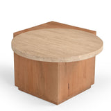 Design Bijzettafel - Naturel Mangohout & Travertin - 60 cm End Tables Starfurn