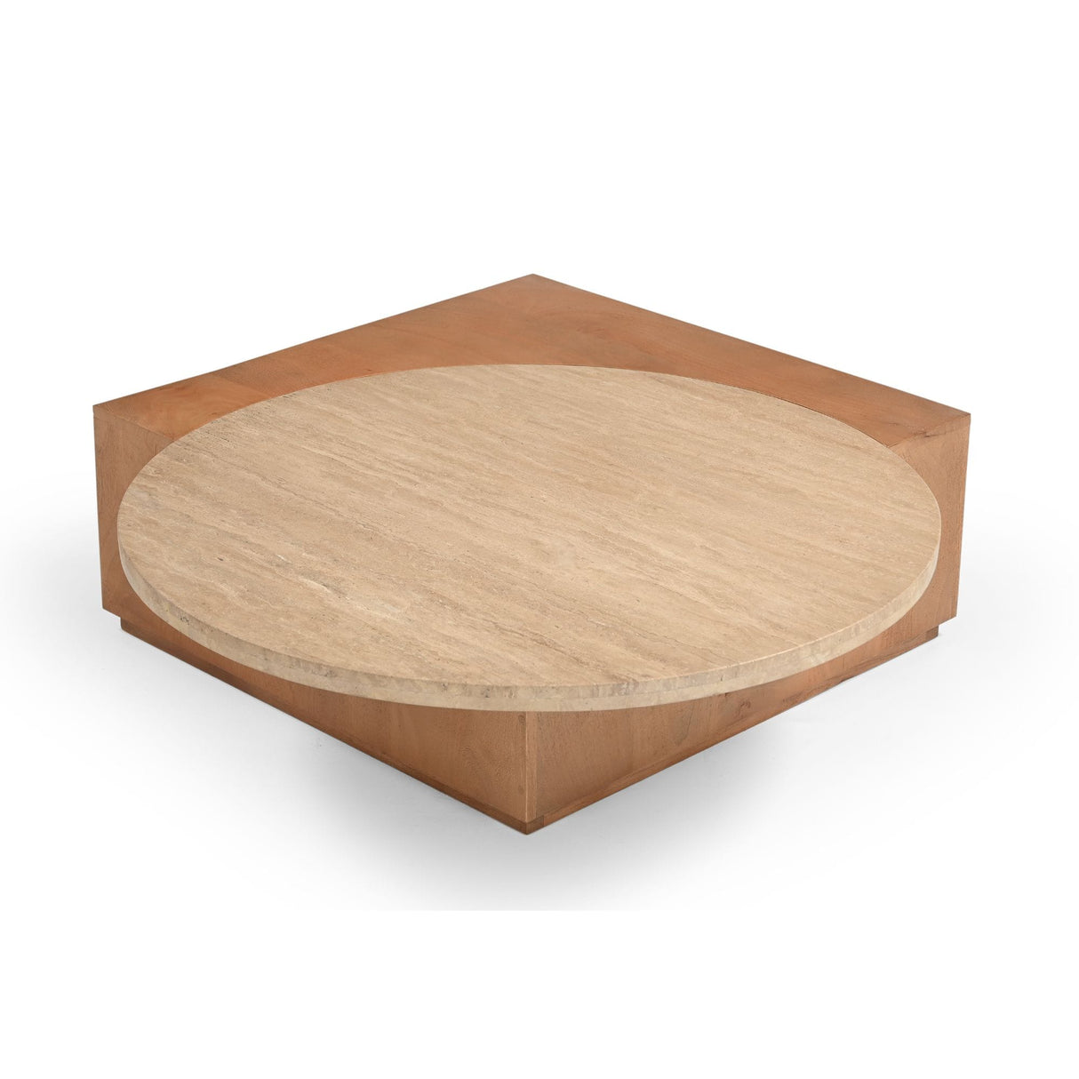 Design Bijzettafel - Naturel Mangohout & Travertin - 60 cm End Tables Starfurn