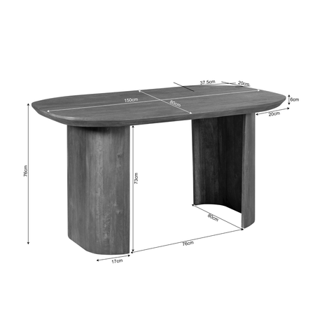 Design Bureau - Bruin Mangohout - 150 cm - Organische Poten Desks Starfurn