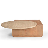 Design Salontafel - Naturel Mangohout & Travertin - 103 cm Coffee Tables Starfurn