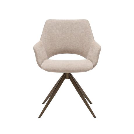 Beige eetkamerstoel met metalen frame die 180 graden draait, foto 5