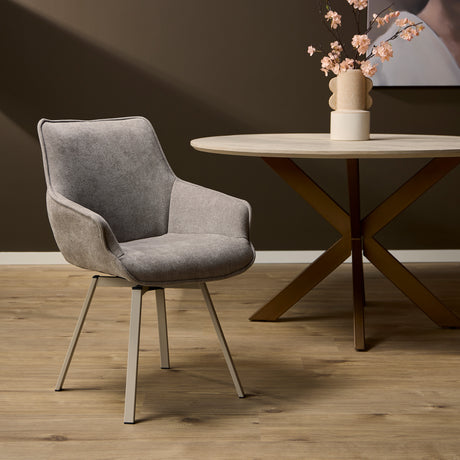 Taupe draaibare eetkamerstoel