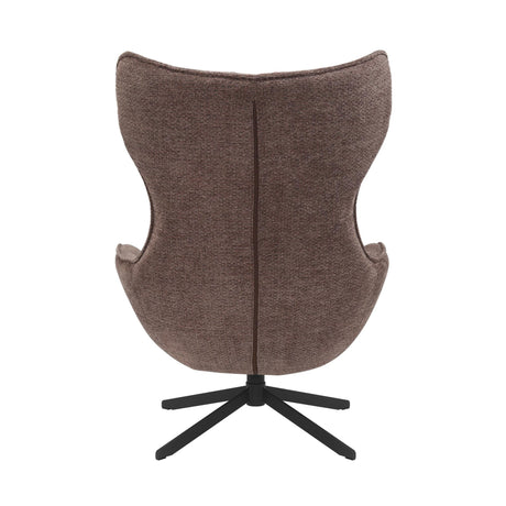 Draaibare fauteuil in paars met zwarte metalen poot en voetenbankje, foto 5
