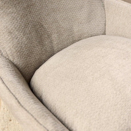 Taupe draaibare fauteuil van stof met bijpassende voetenbank, foto 2