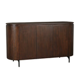 Dressoir van bruin mangohout met verticaal lattenpatroon en 3 deuren, 165 cm breed, foto 3