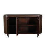 Dressoir van bruin mangohout met verticaal lattenpatroon en 3 deuren, 165 cm breed, foto 4