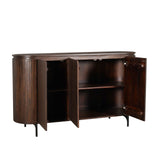 Dressoir van bruin mangohout met verticaal lattenpatroon en 3 deuren, 165 cm breed, foto 5