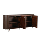 Dressoir van bruin mangohout met verticaal lattenpatroon en 3 deuren, 210 cm breed, foto 5