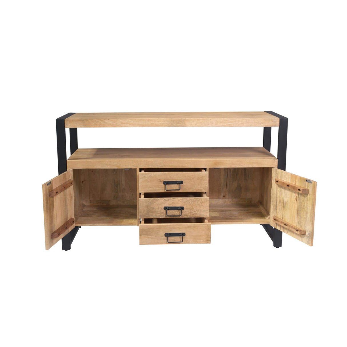 Dressoir - Naturel Mangohout - 135x80 cm - 2 Deuren & 3 Laden Storage Cabinets & Lockers Starfurn