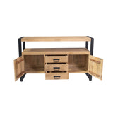 Dressoir - Naturel Mangohout - 135x80 cm - 2 Deuren & 3 Laden Storage Cabinets & Lockers Starfurn