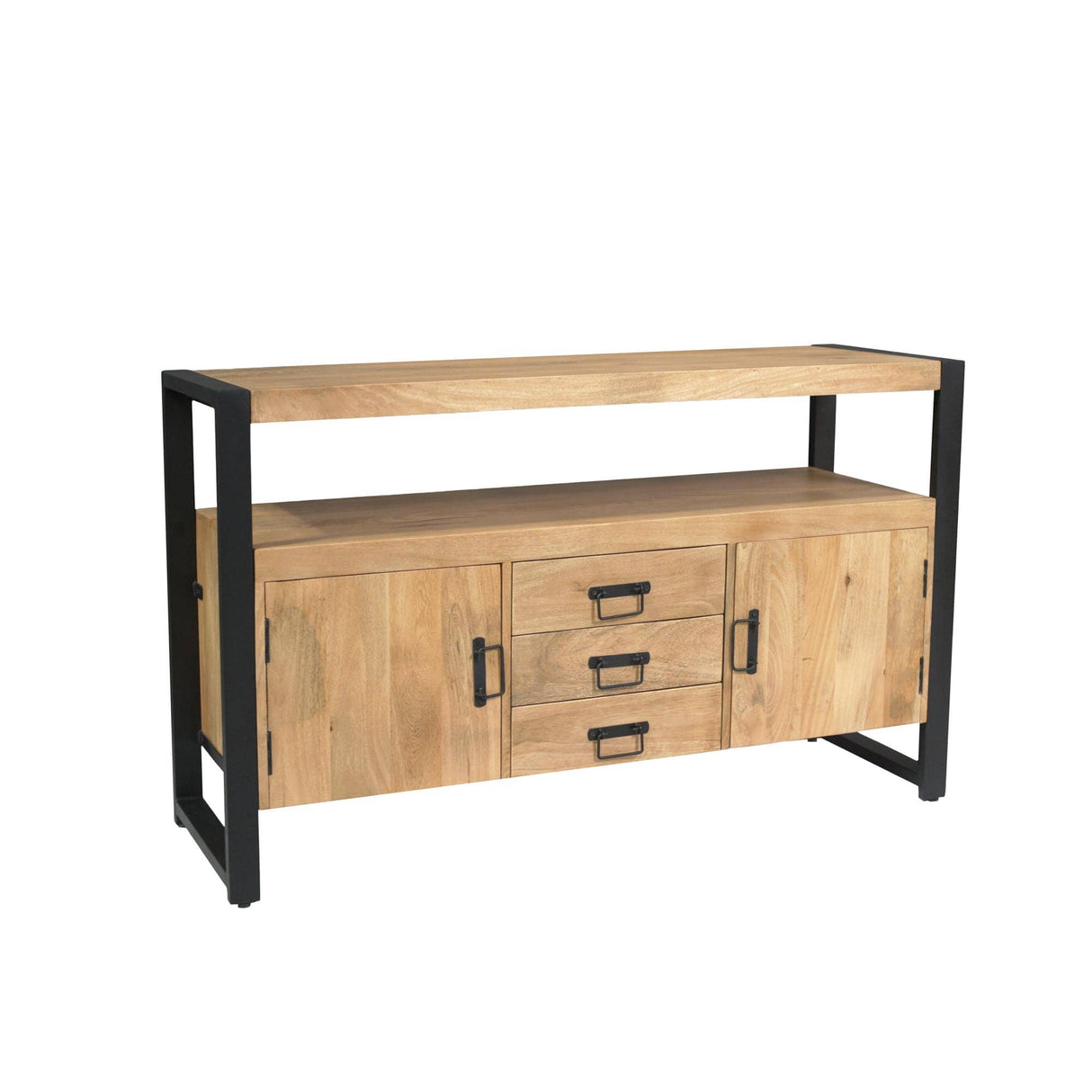 Dressoir - Naturel Mangohout - 135x80 cm - 2 Deuren & 3 Laden Storage Cabinets & Lockers Starfurn