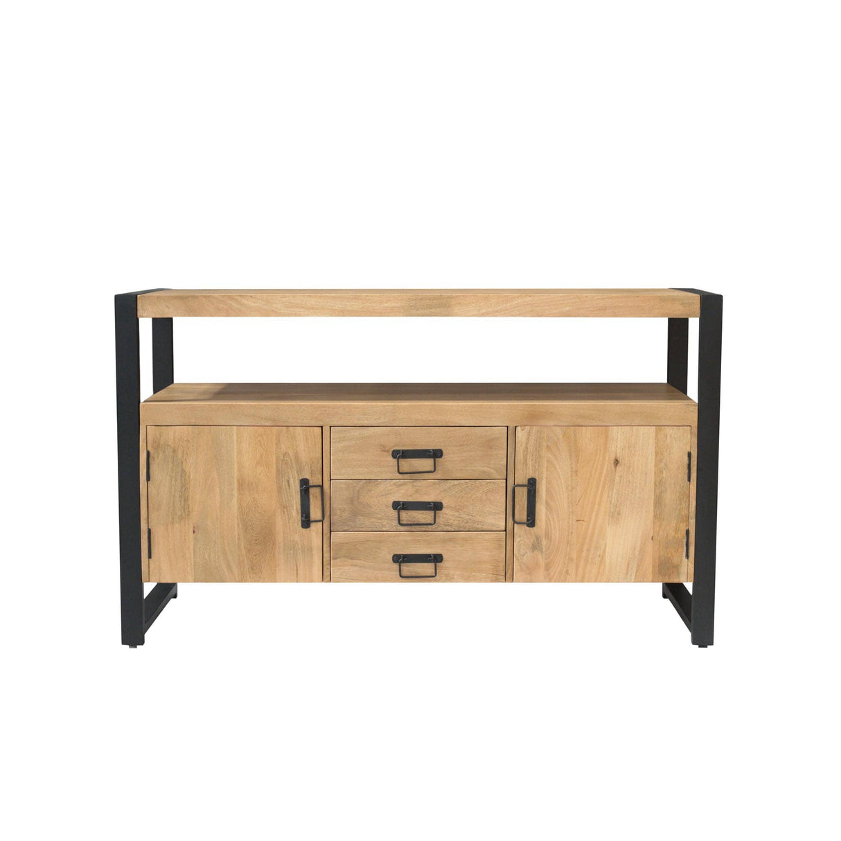 Dressoir - Naturel Mangohout - 135x80 cm - 2 Deuren & 3 Laden Storage Cabinets & Lockers Starfurn