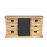 Dressoir - Naturel Mangohout - 160x45 cm - Met Schuifdeur en 6 Lades Dressers Starfurn