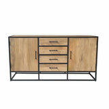 Dressoir - Naturel Mangohout - 165 cm - 2 Deuren & 4 Lades Dressers Starfurn