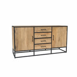 Dressoir - Naturel Mangohout - 165 cm - 2 Deuren & 4 Lades Dressers Starfurn