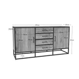 Dressoir - Naturel Mangohout - 165 cm - 2 Deuren & 4 Lades Dressers Starfurn