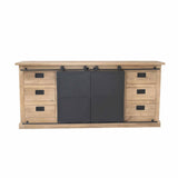 Dressoir - Naturel Mangohout - 200 cm - Schuifdeuren & Laden Storage Cabinets & Lockers Starfurn