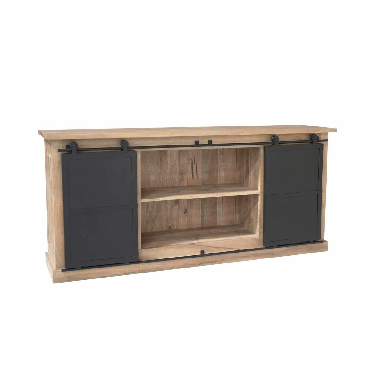 Dressoir - Naturel Mangohout - 200 cm - Schuifdeuren & Laden Storage Cabinets & Lockers Starfurn