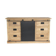 Dressoir - Naturel Mangohout & Zwart Metaal - 160x45 cm - 3 Deuren & Open Vak Buffets Starfurn