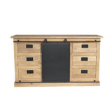 Dressoir - Naturel Mangohout & Zwart Metaal - 160x45 cm - 3 Deuren & Open Vak Buffets Starfurn