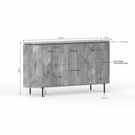 Dressoir - Taupe - Mangohout - 165 cm Buffets Starfurn