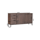 Dressoir Walnoot Mangohout - 165 cm - 3 Deuren - Lattenstructuur Buffets Starfurn