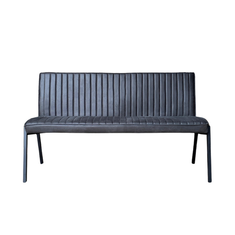 Antracietkleurige eetkamerbank van eco-leer, industrieel design, 155 cm, foto 3