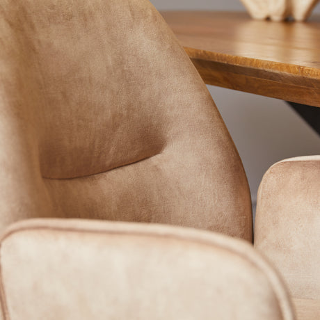 Set van 2 beige velvet eetkamerstoelen met metalen poten, 60 cm, foto 4