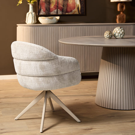 Eetkamerstoel Bella | Off White | Poot Sand | Met armleuning Starfurn