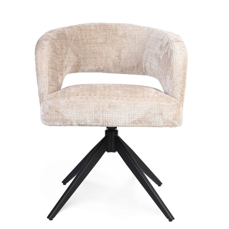 Eetkamerstoel Demi | Beige | Poot Black | Met armleuning Starfurn