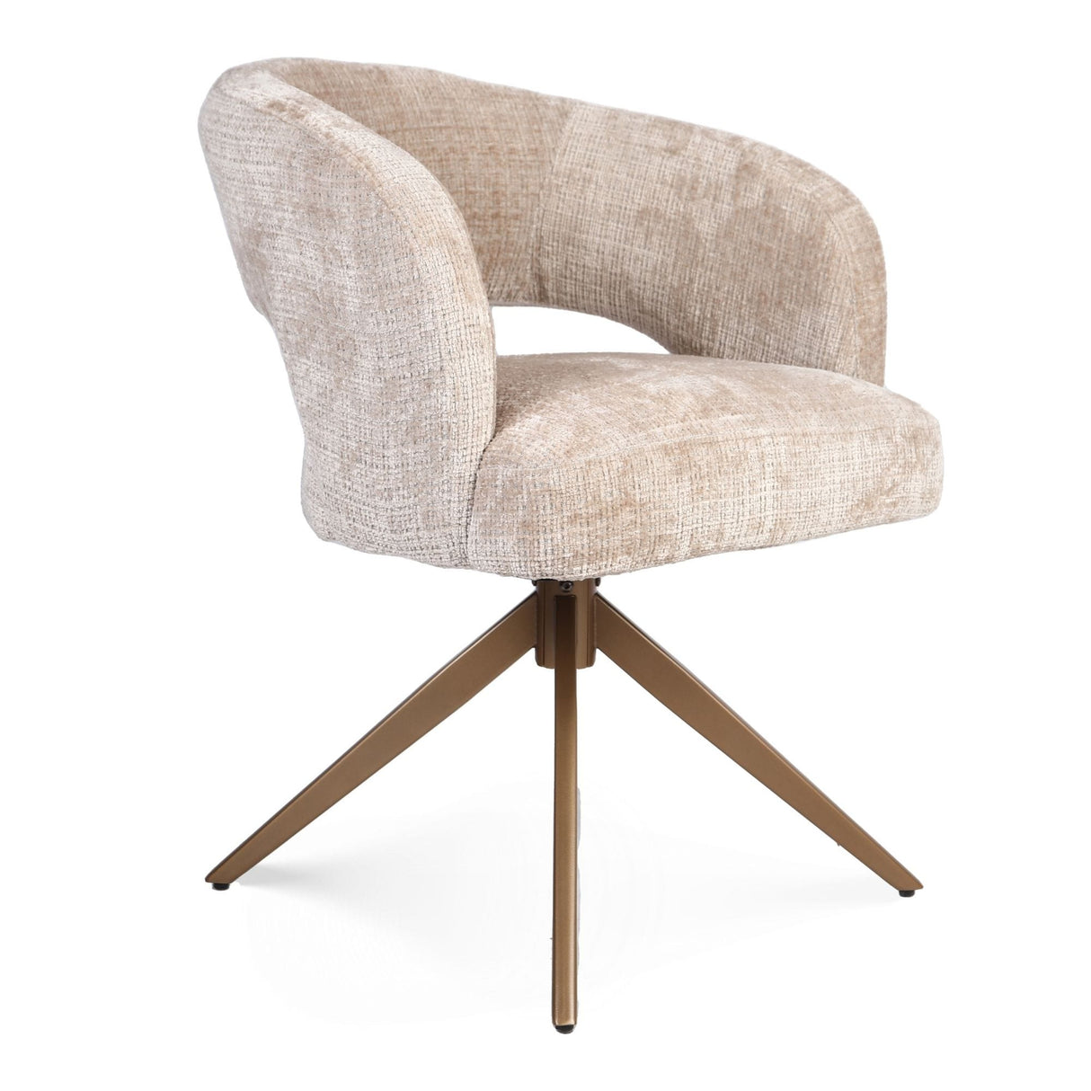 Eetkamerstoel Demi | Beige | Poot Bronze |  Met armleuning Starfurn