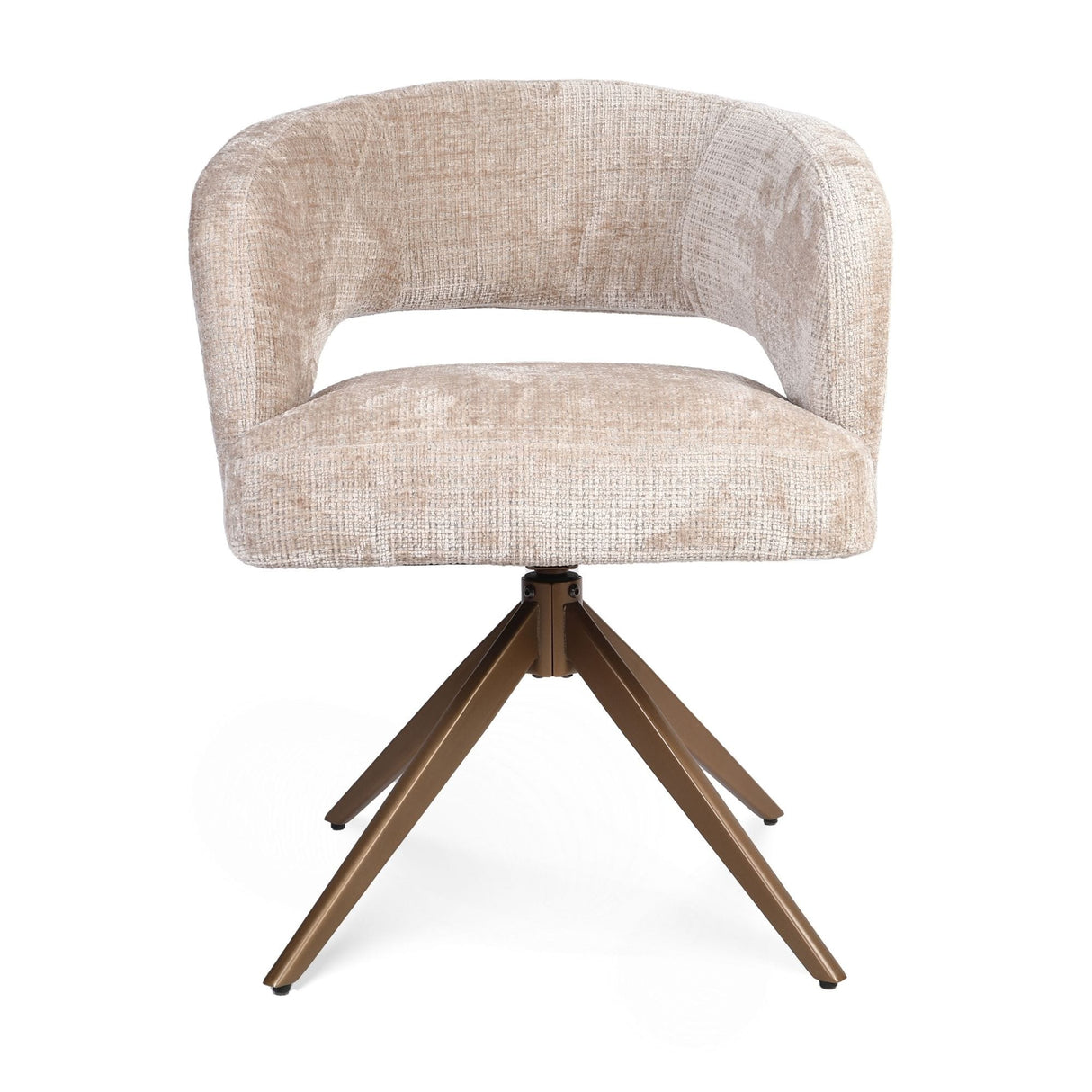 Eetkamerstoel Demi | Beige | Poot Bronze |  Met armleuning Starfurn