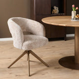 Eetkamerstoel Demi | Beige | Poot Bronze |  Met armleuning Starfurn