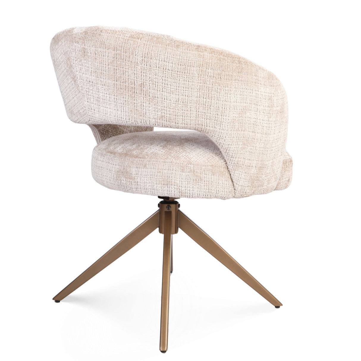 Eetkamerstoel Demi | Beige | Poot Bronze |  Met armleuning Starfurn
