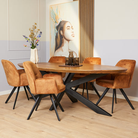 Gouden velvet eetkamerstoel met armleuning en zwart onderstel, foto 3