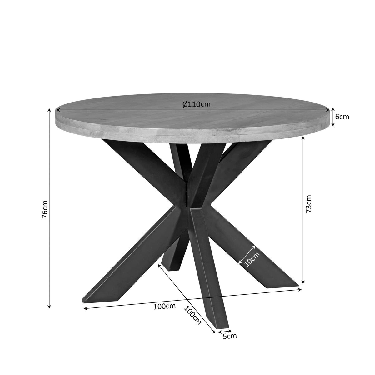 Eettafel Dakota | 110 cm | Rond Starfurn
