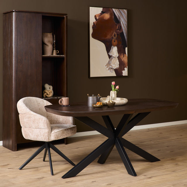 Eettafel Madison Brown | 160 cm | Deens Ovaal | Poot Black Starfurn