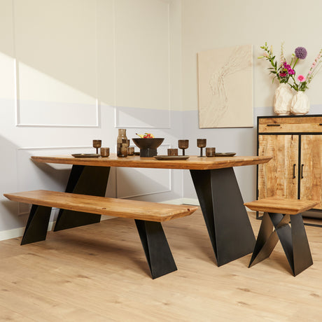 Eettafel van massief mangohout met zwarte metalen poten, 200 cm, foto 2