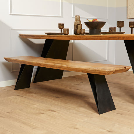 Eettafel van massief mangohout met zwarte metalen poten, 200 cm, foto 3