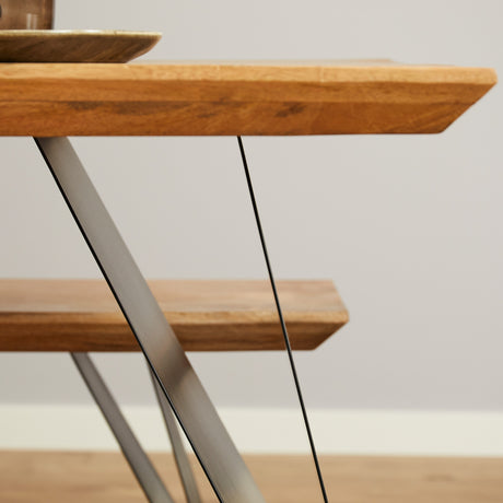 Eettafel van massief mangohout met zwarte metalen poten, 200 cm, foto 4